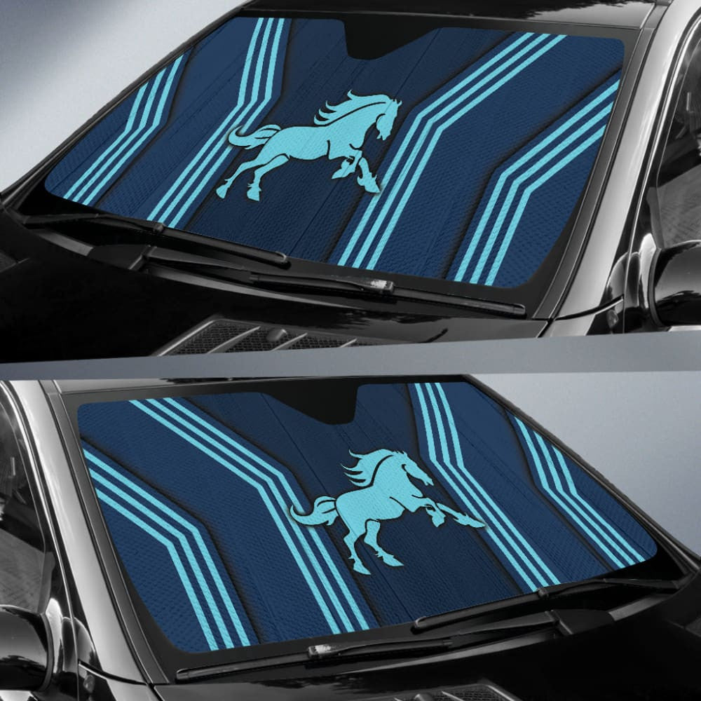 Amazing Turquoise Horse Mustang Custom Metallic Style Printed Car Auto Sun Shades