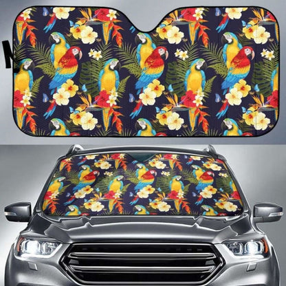 Colorful Parrot Flower Pattern Car Auto Sun Shades