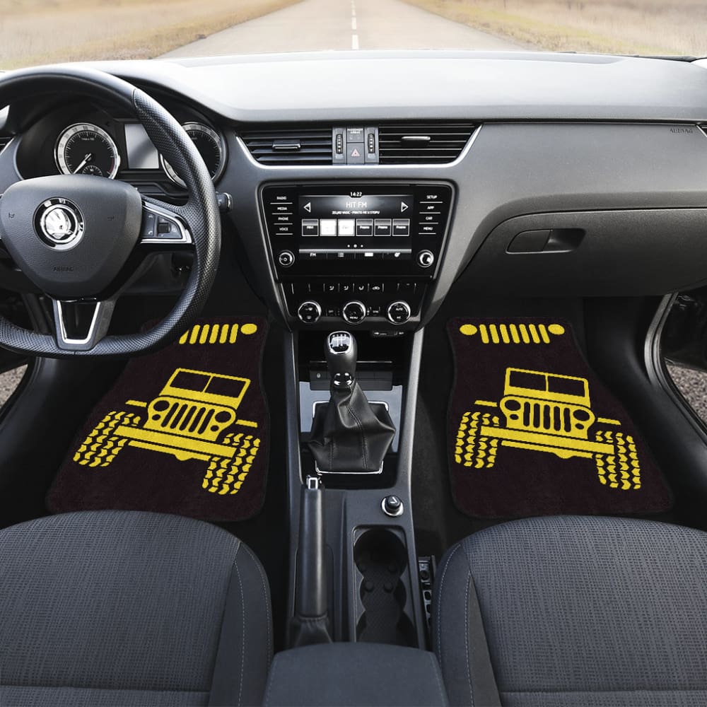 Yellow Black Jeep Offroad Car Floor Mats Custom
