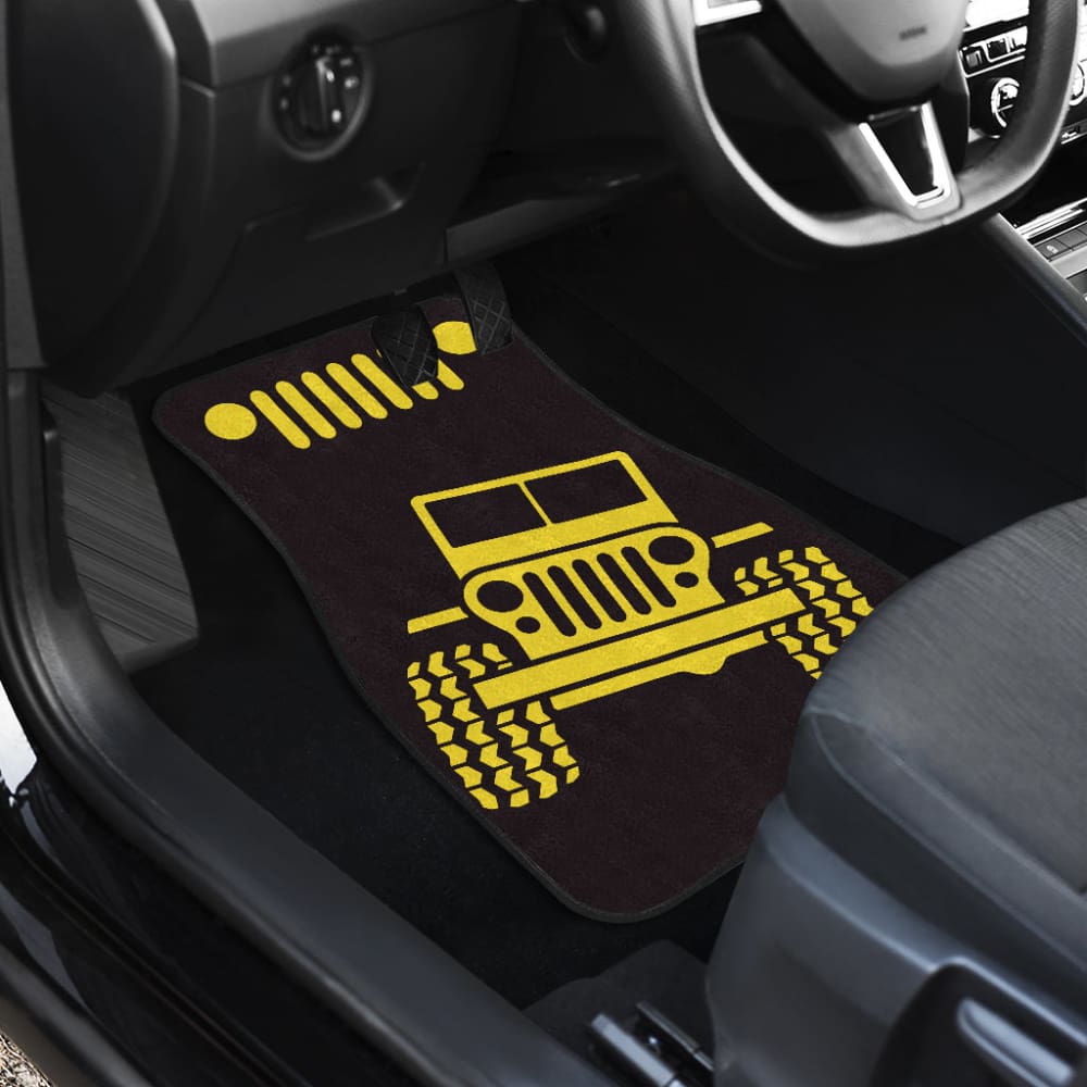 Yellow Black Jeep Offroad Car Floor Mats Custom