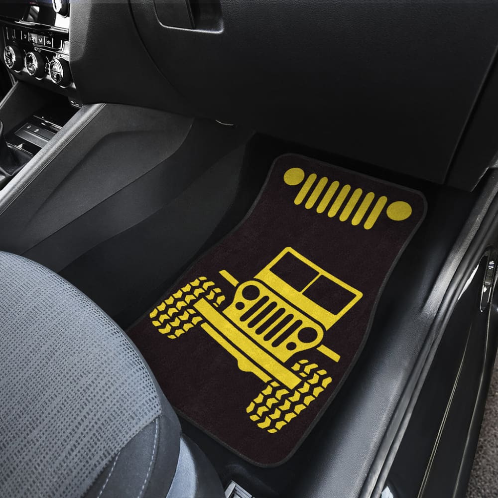 Yellow Black Jeep Offroad Car Floor Mats Custom