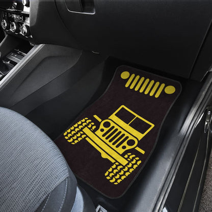 Yellow Black Jeep Offroad Car Floor Mats Custom