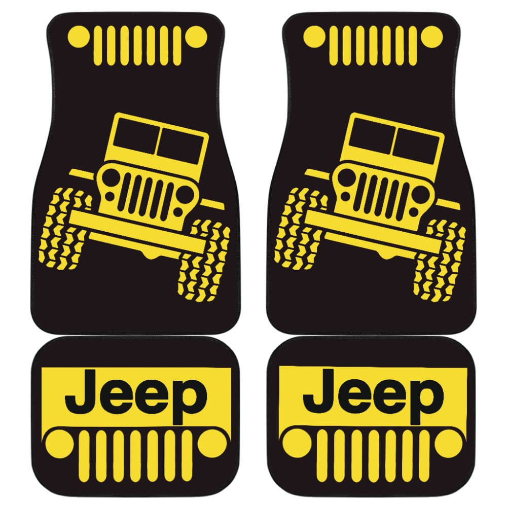 Yellow Black Jeep Offroad Car Floor Mats Custom