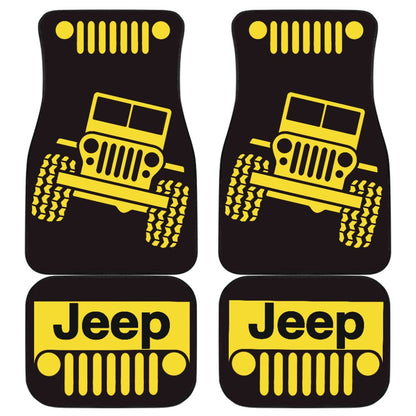 Yellow Black Jeep Offroad Car Floor Mats Custom