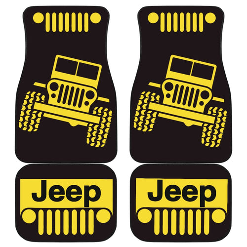 Yellow Black Jeep Offroad Car Floor Mats Custom