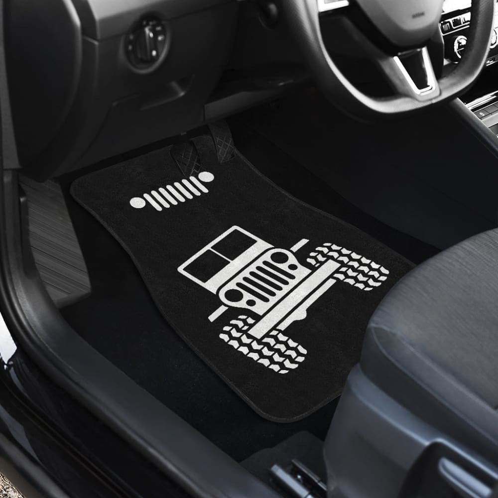 Black White Jeep Offroad Wobble Car Floor Mats Custom