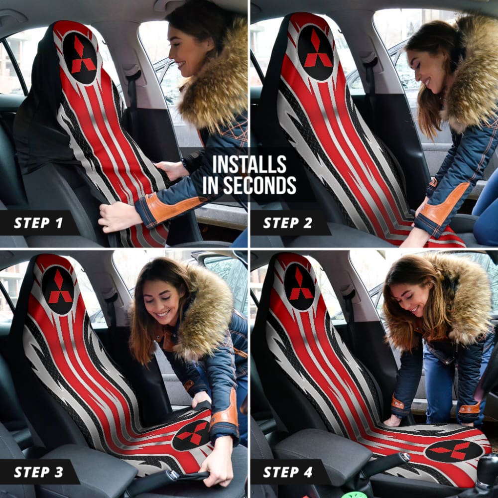 Red Mitsubishi Inspired Car Seat Covers Custom