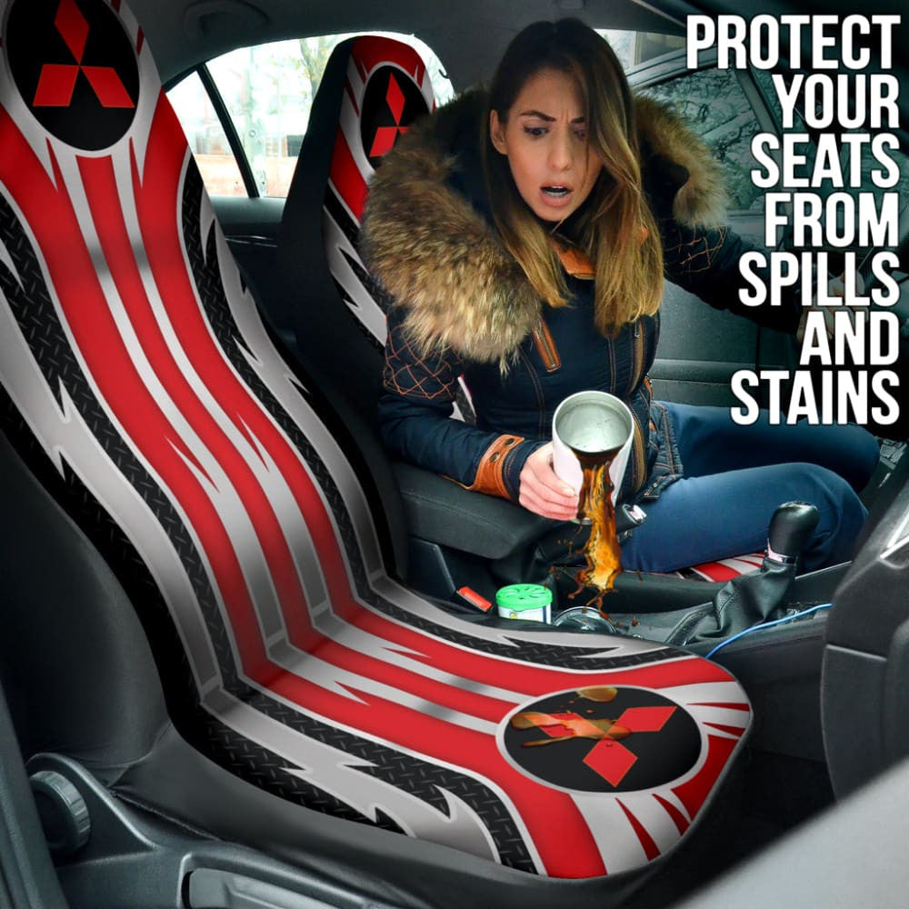 Red Mitsubishi Inspired Car Seat Covers Custom