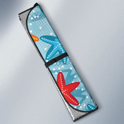 Blue Red Orange Starfish Pattern Car Auto Sun Shades
