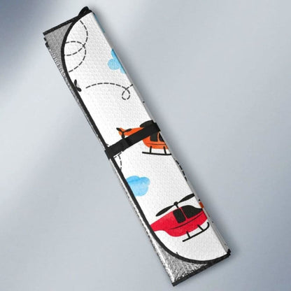 Watercolor Helicopter Cloud Pattern Car Auto Sun Shades