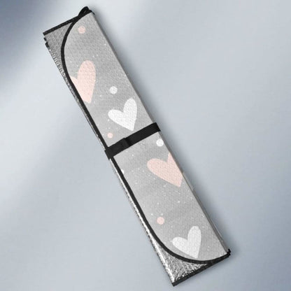 Heart Pattern Gray Background Car Auto Sun Shades