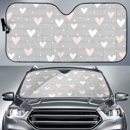 Heart Pattern Gray Background Car Auto Sun Shades
