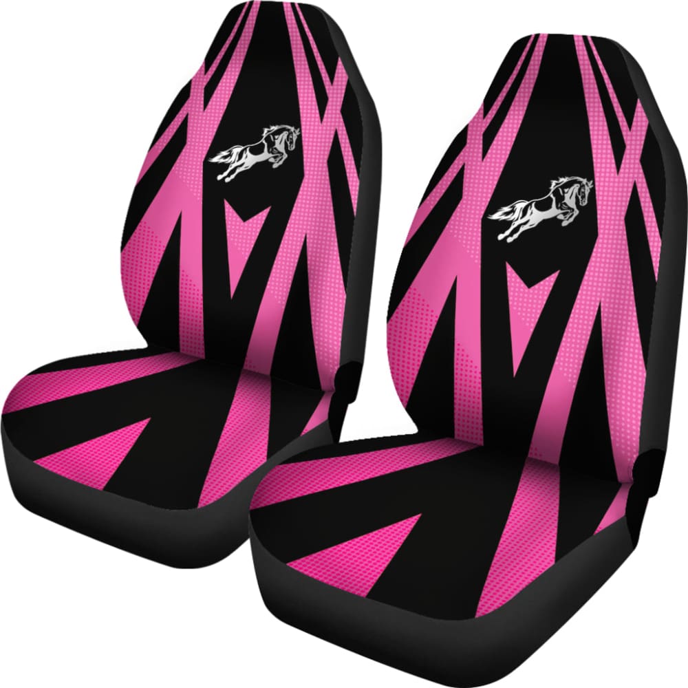 Amazing Black & Pink Horse Mustang Custom Metallic Style Printed Car Seat Covers