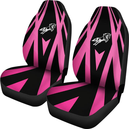 Amazing Black & Pink Horse Mustang Custom Metallic Style Printed Car Seat Covers