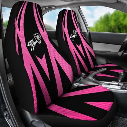 Amazing Black & Pink Horse Mustang Custom Metallic Style Printed Car Seat Covers