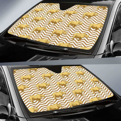 Rhino Yellow Theme Pattern Car Auto Sun Shades