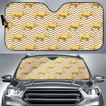 Rhino Yellow Theme Pattern Car Auto Sun Shades
