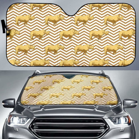 Rhino Yellow Theme Pattern Car Auto Sun Shades