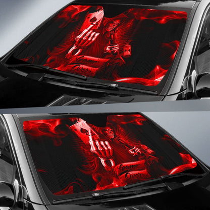 Fire Game Over Gothic Skull Grim Reaper Car Auto Sun Shades
