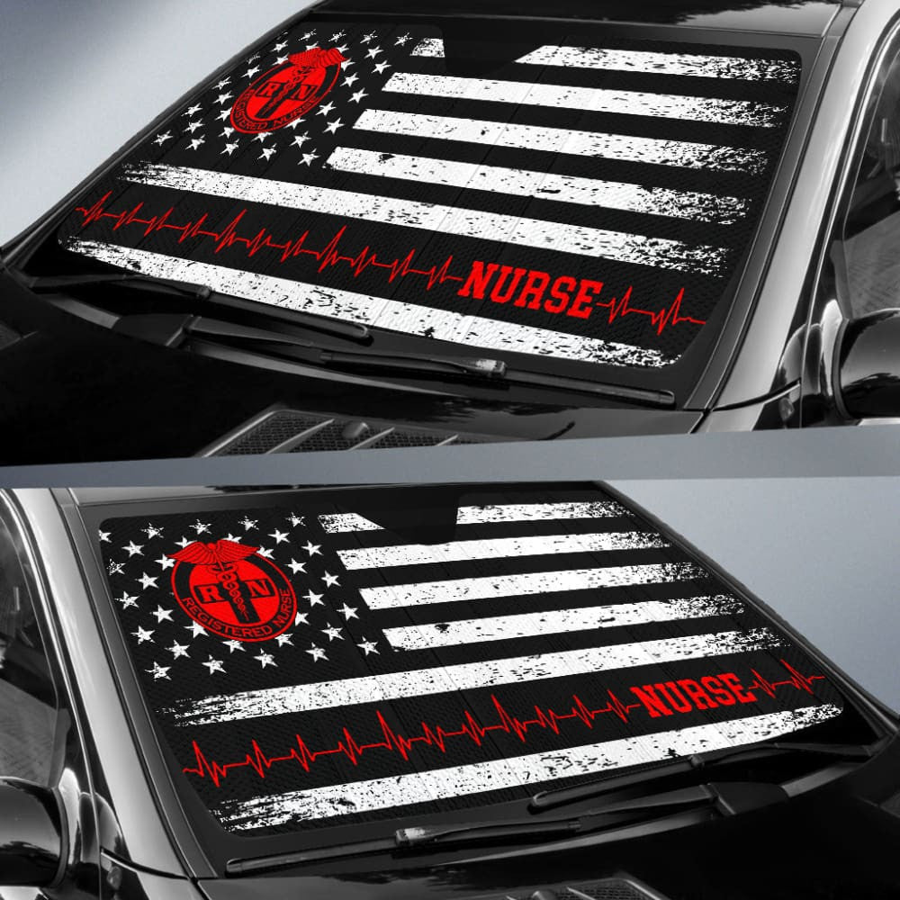 Nurse Custom American Flag Car Accessories Car Auto Sun Shades