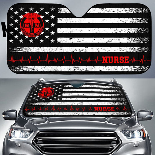 Nurse Custom American Flag Car Accessories Car Auto Sun Shades