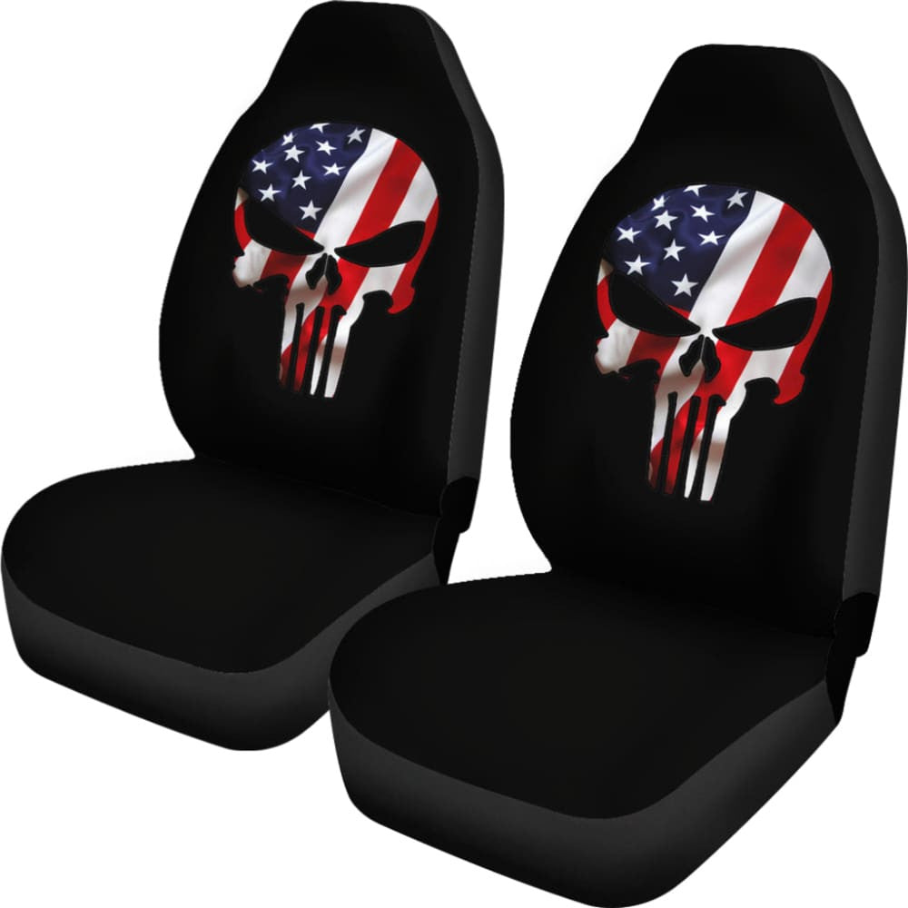 American Flag Punisher Skull Car Seat Covers
