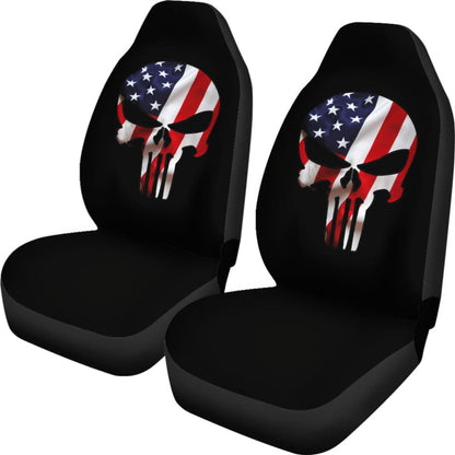 American Flag Punisher Skull Car Seat Covers