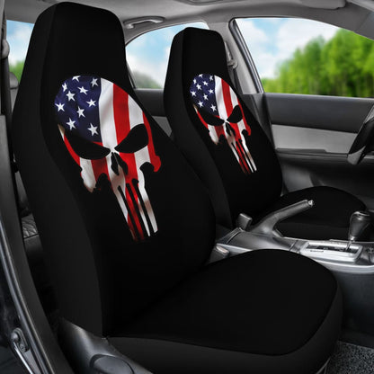 American Flag Punisher Skull Car Seat Covers