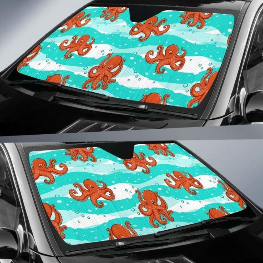 Octopuses Sea Wave Background Car Auto Sun Shades