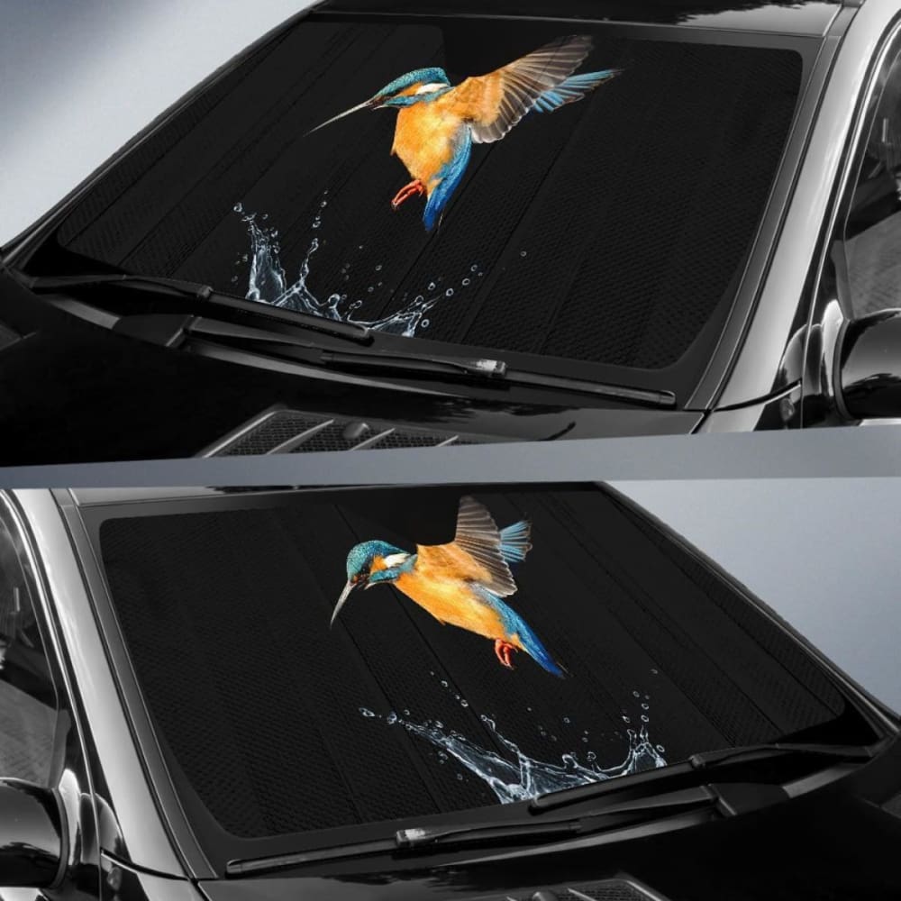 Blue Tailed Hummingbird Water Splash Car Sun Shade