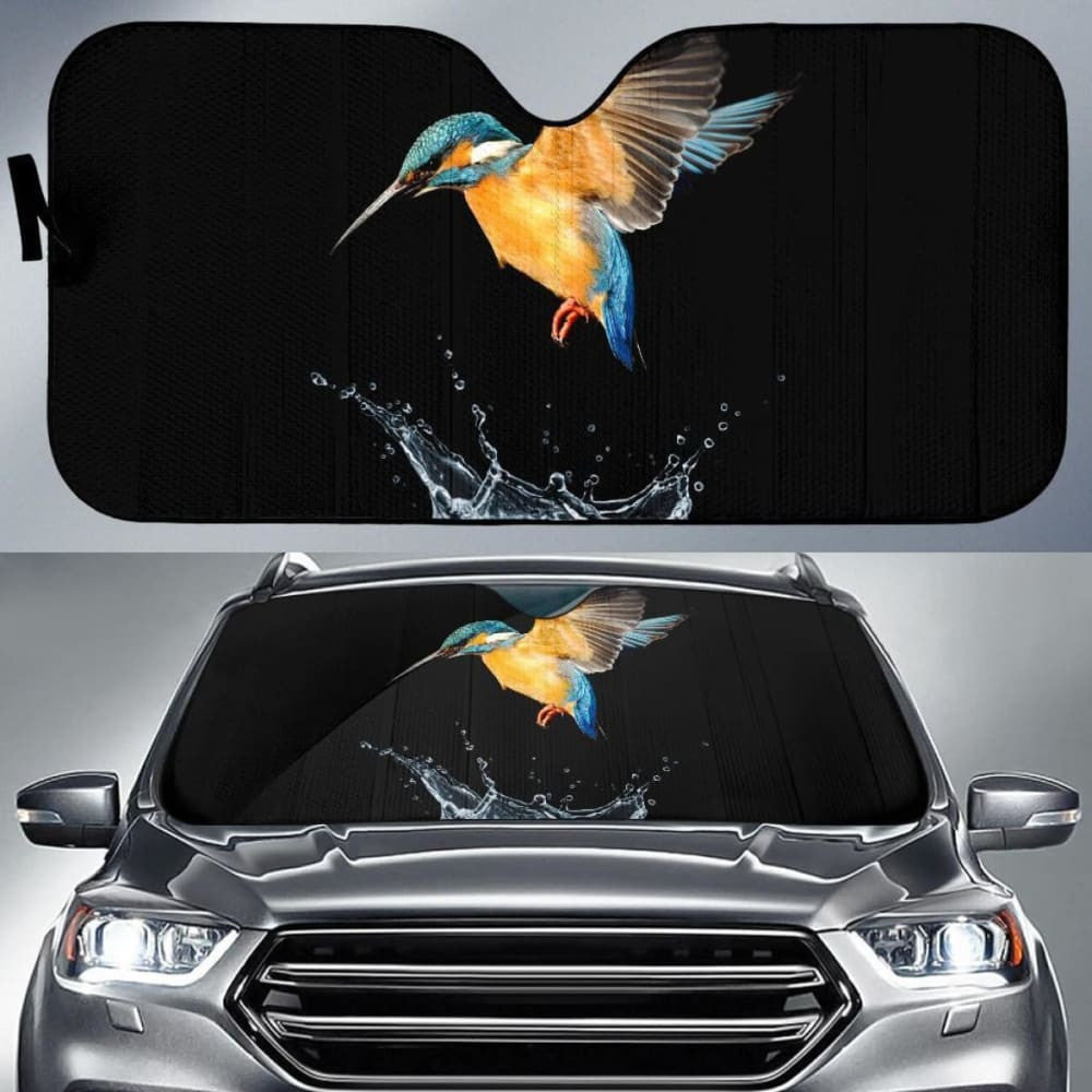 Blue Tailed Hummingbird Water Splash Car Sun Shade
