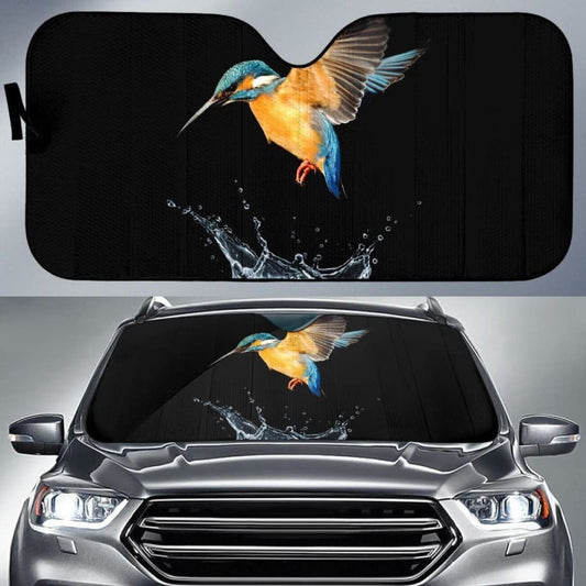 Blue Tailed Hummingbird Water Splash Car Sun Shade