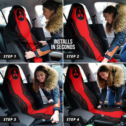 Red Mitsubishi Inspired Car Seat Covers Custom