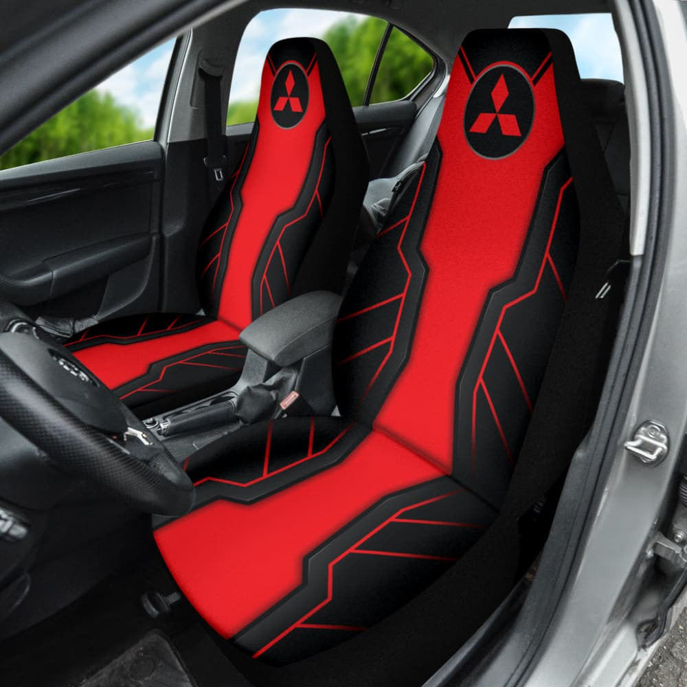 Red Mitsubishi Inspired Car Seat Covers Custom