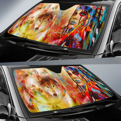 American Native Woman Car Auto Sun Shades