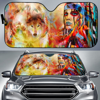 American Native Woman Car Auto Sun Shades
