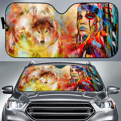 American Native Woman Car Auto Sun Shades