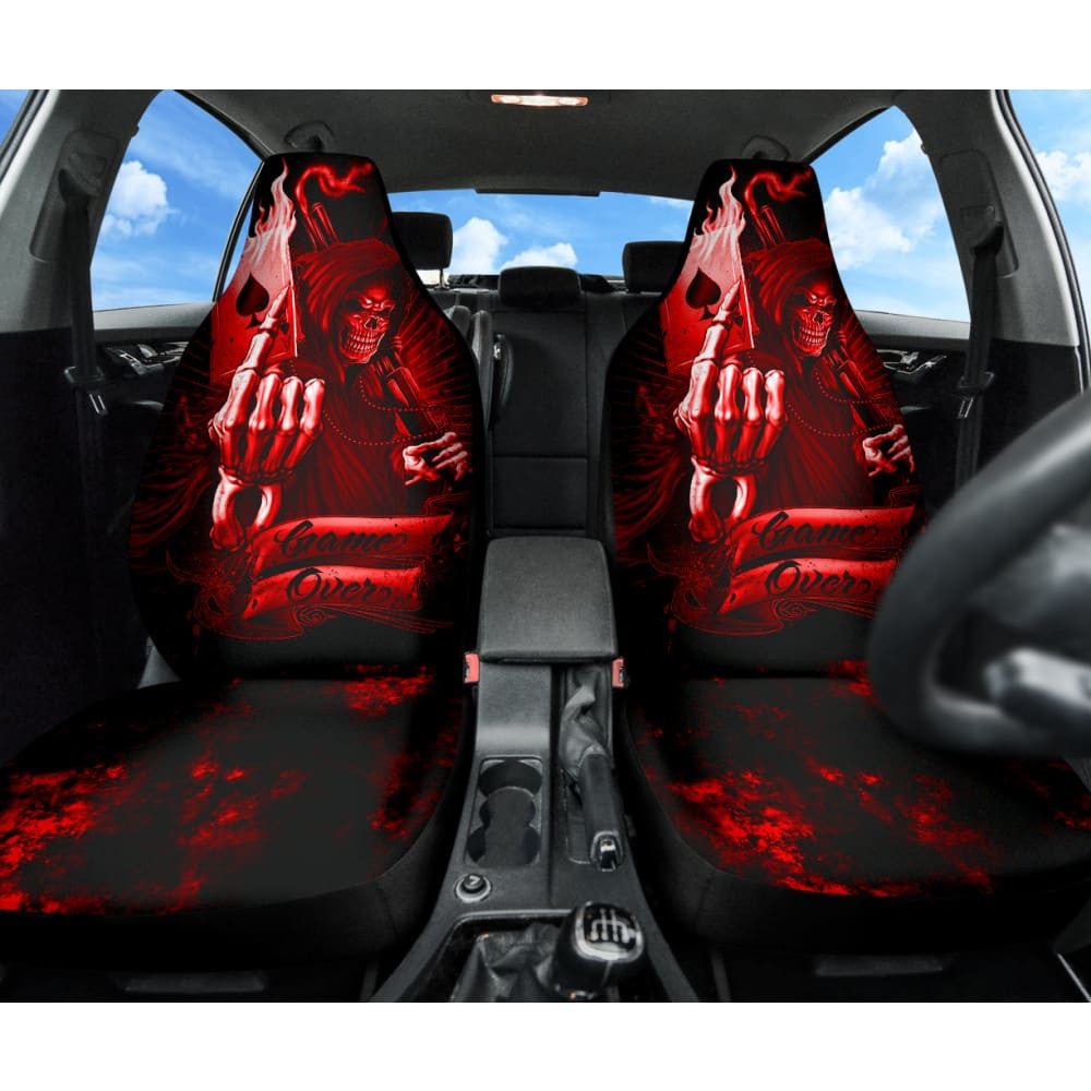 Fire Game Over Gothic Skull Grim Reaper Car Seat Covers