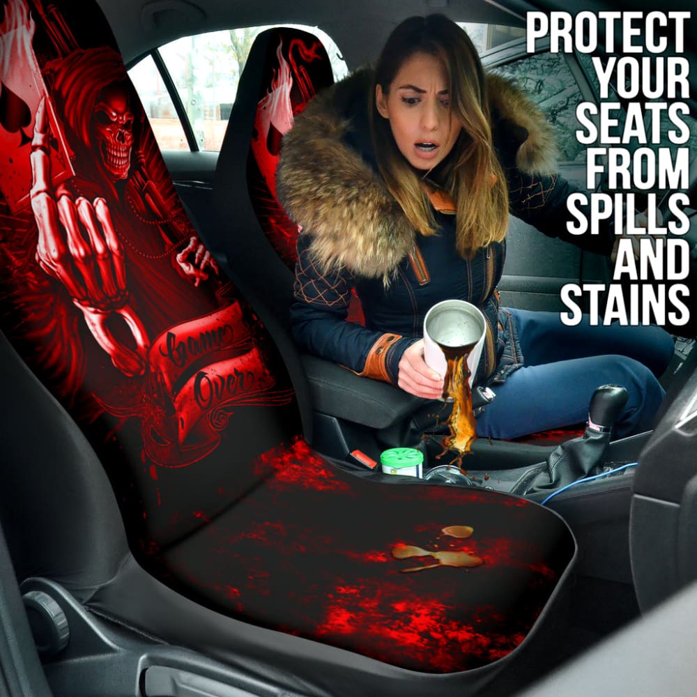 Fire Game Over Gothic Skull Grim Reaper Car Seat Covers