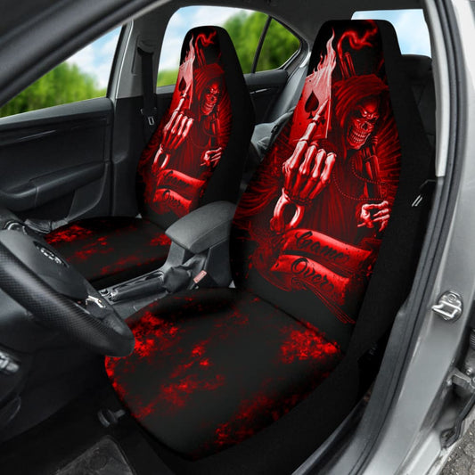Fire Game Over Gothic Skull Grim Reaper Car Seat Covers