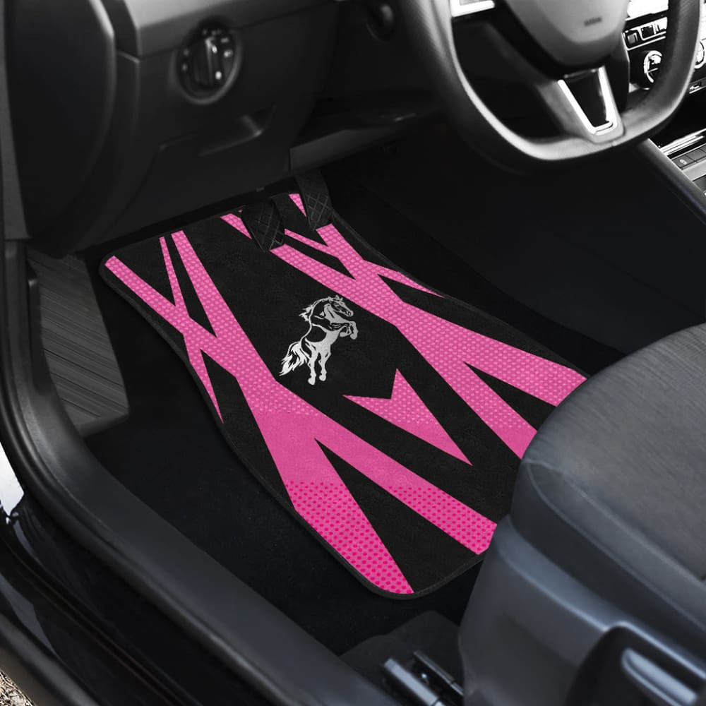 Amazing Black & Pink Horse Mustang Custom Metallic Style Printed Car Floor Mats