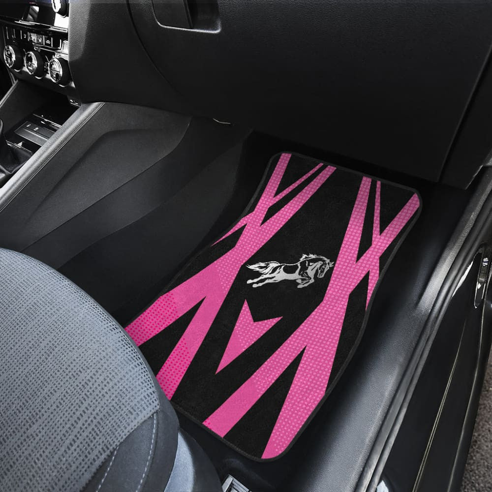 Amazing Black & Pink Horse Mustang Custom Metallic Style Printed Car Floor Mats