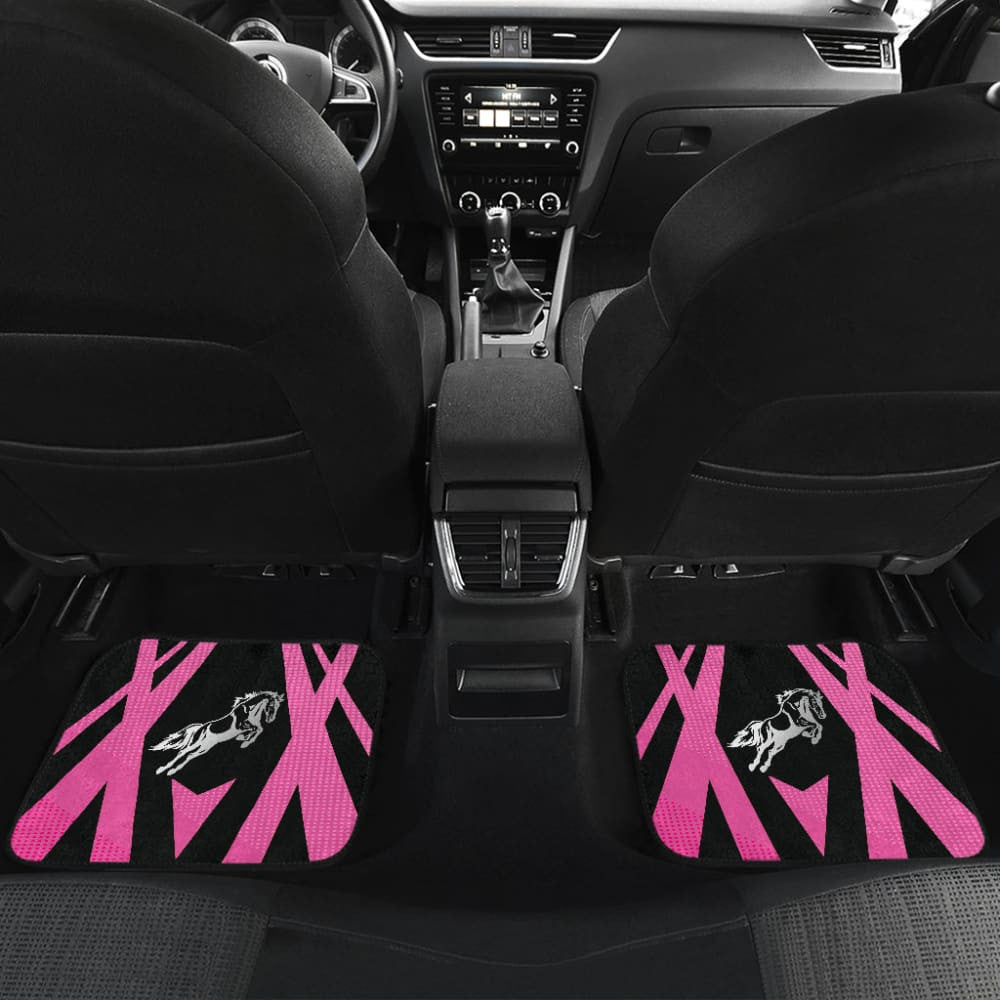Amazing Black & Pink Horse Mustang Custom Metallic Style Printed Car Floor Mats