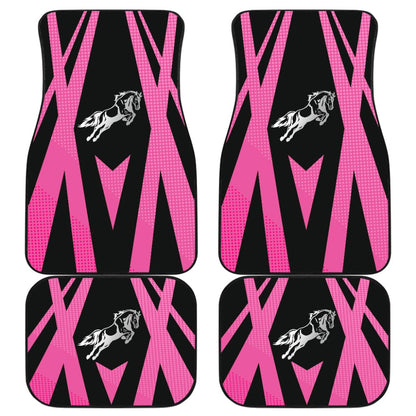Amazing Black & Pink Horse Mustang Custom Metallic Style Printed Car Floor Mats