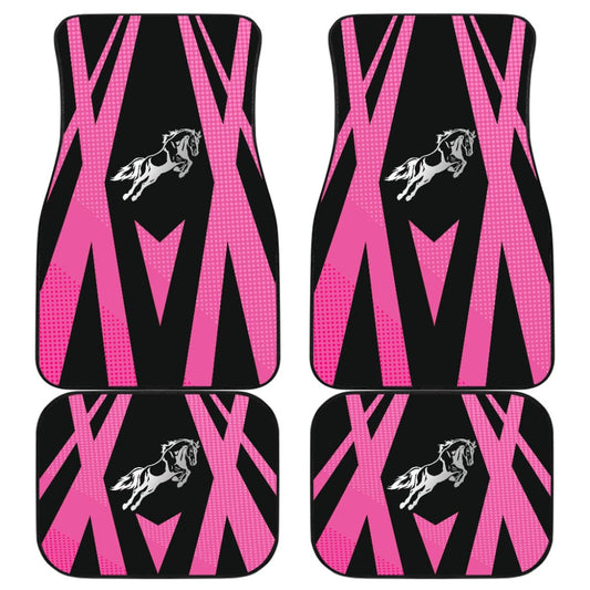 Amazing Black & Pink Horse Mustang Custom Metallic Style Printed Car Floor Mats