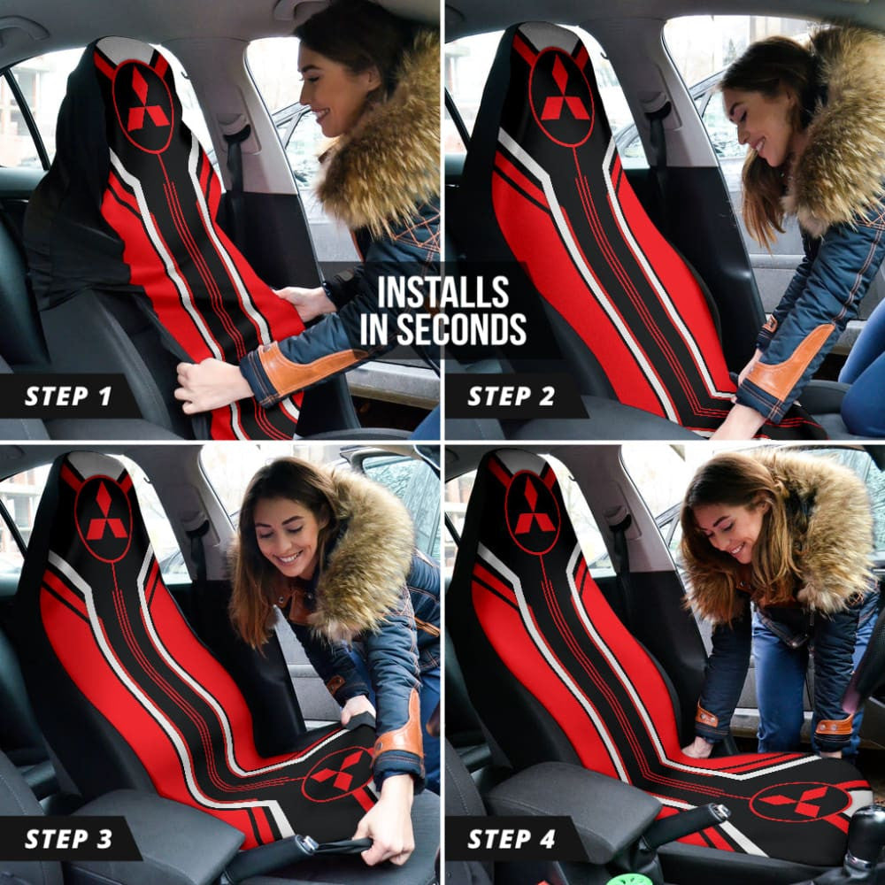 Red Mitsubishi Inspired Car Seat Covers Custom