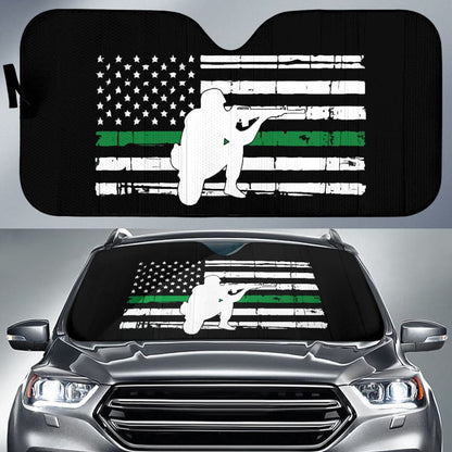 Thin Green Line American Flag Custom Car Accessories Car Auto Sun Shades
