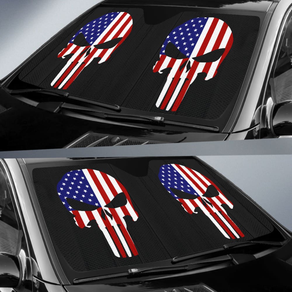 American Flag Punisher Black Car Auto Sun Shades