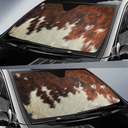 Amazing Best Gift Brown Cowhide Print Car Auto Sun Shades Custom