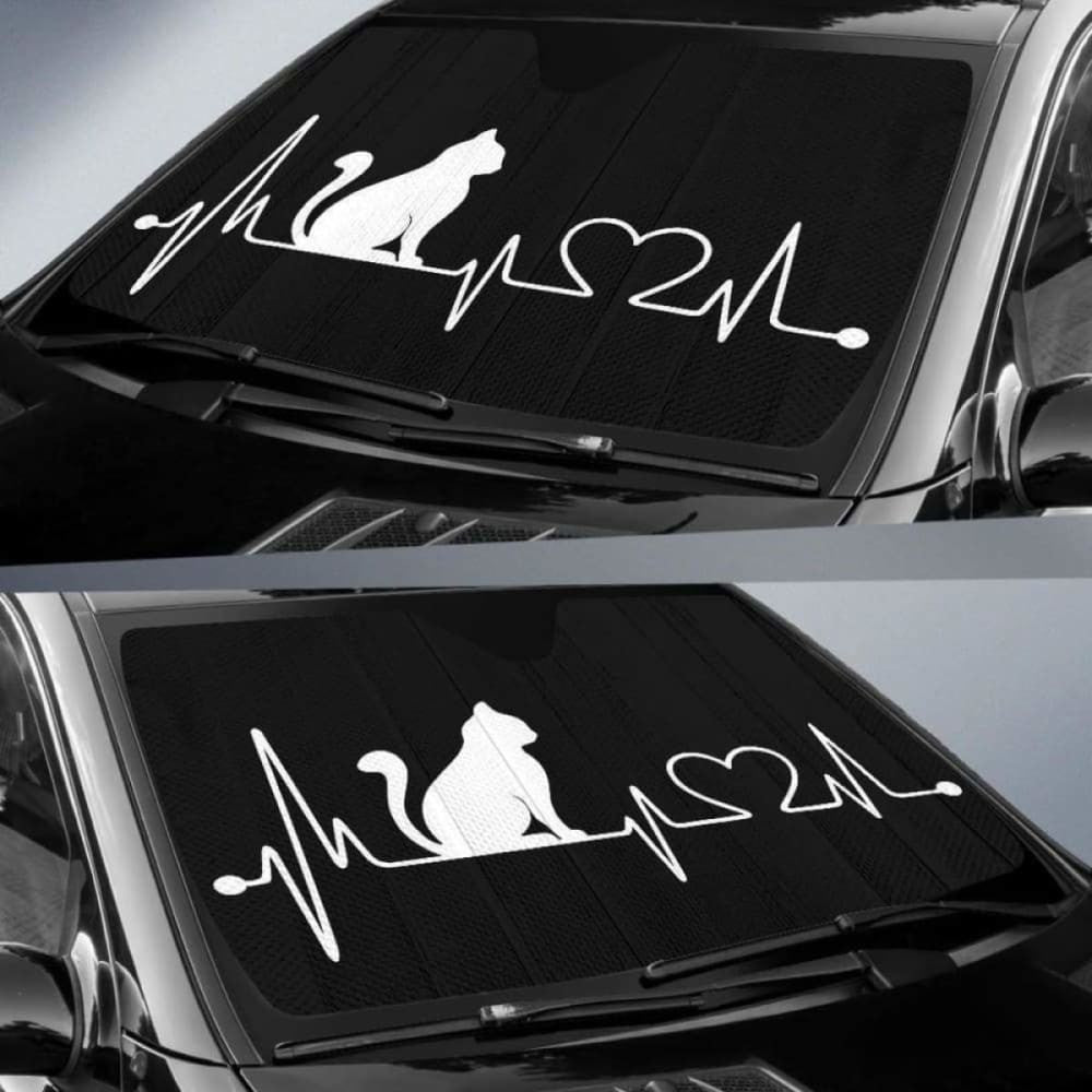 Cat Heart Beat Car Auto Sun Shades